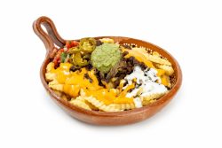Asada Fries: Includes Fries, Asada, Sour Cream, Nacho Cheese, Guacamole, Onions, Pico De Gallo, cilantro and jalapenos