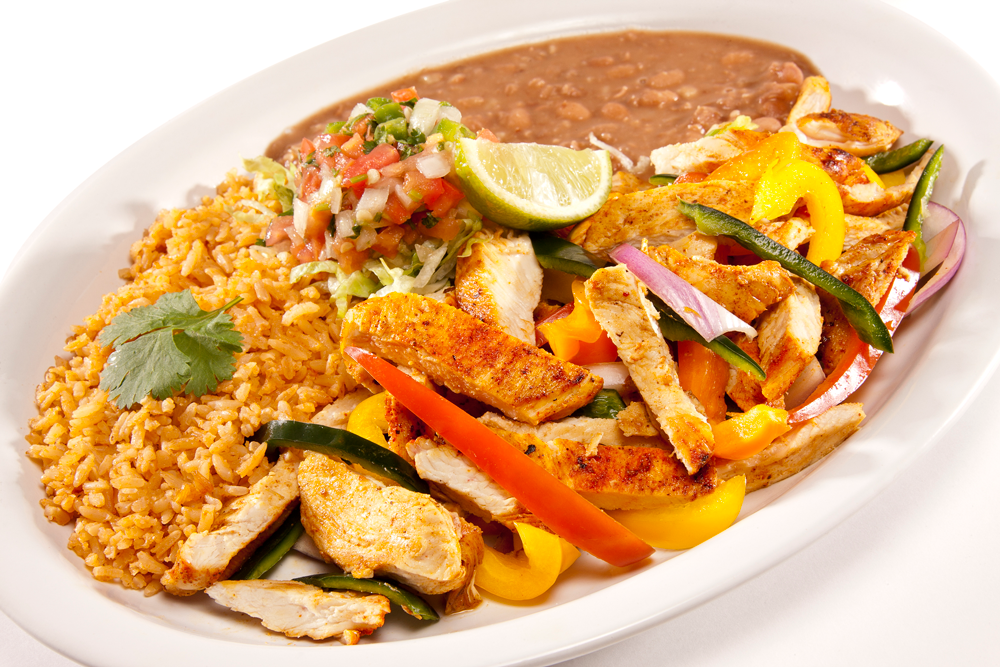 Chicken Fajitas Family Meal: Includes 2 lb. of chicken fajitas, 32 oz. of beans, 32 oz. of rice, salsa, and 1 dozen corn tortillas.